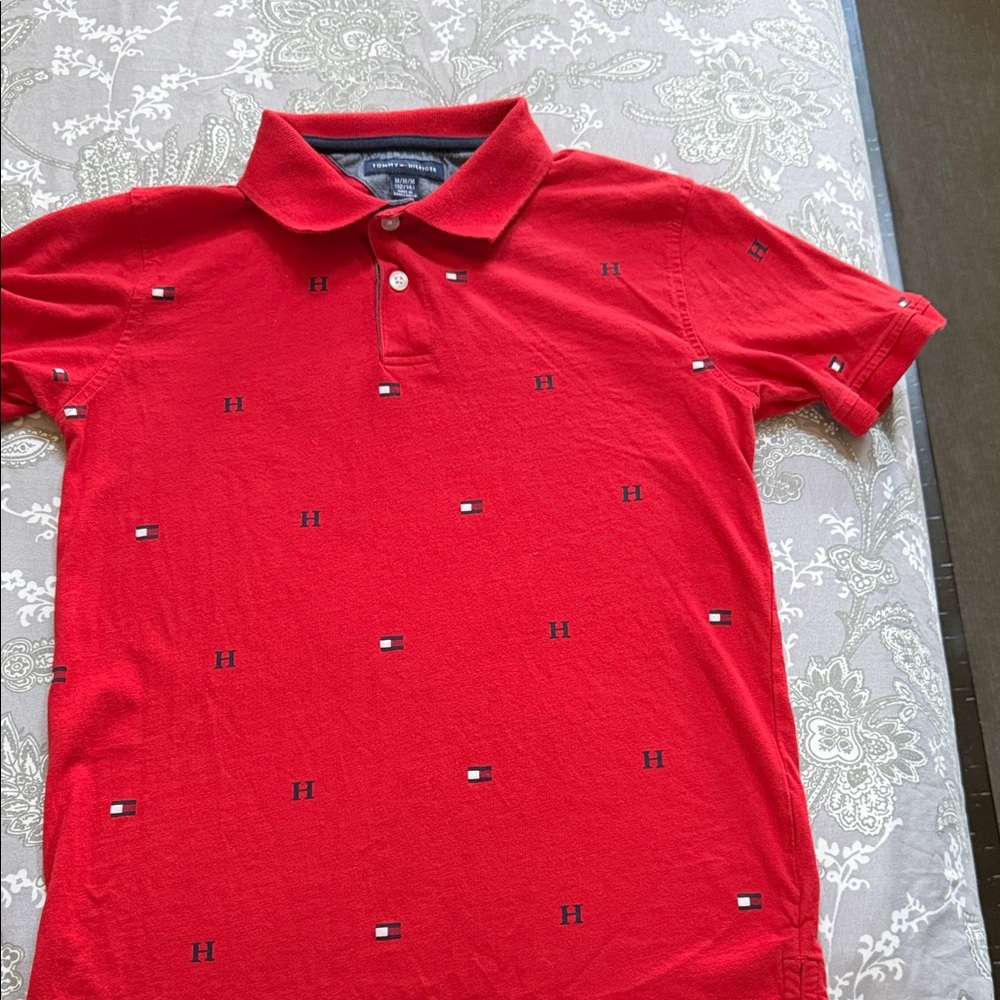 Tommy Hilfiger Red Polo with Micro Flag & 'H' Embroidery